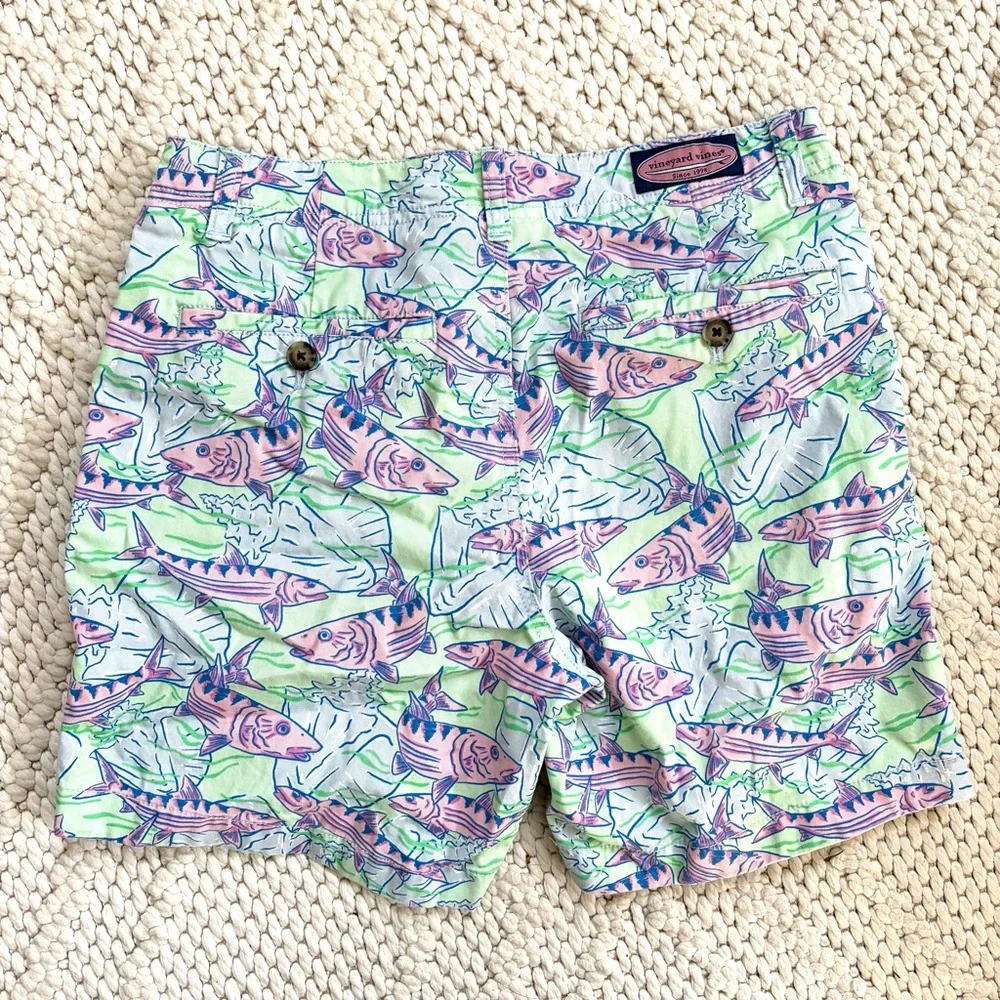 VINEYARD VINES Bonefish Island Short Coastal Fish Print Shorts Mens Size 28 EUC